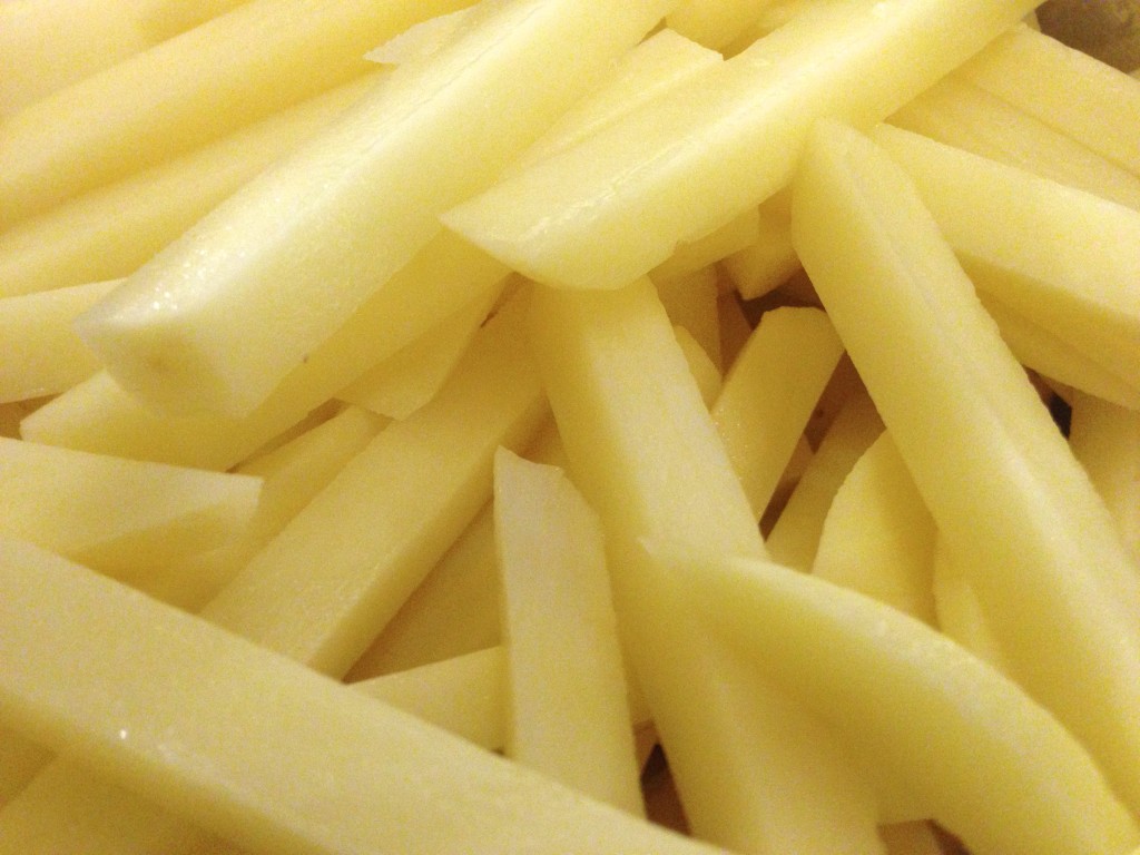 Potatoes cut, ready for cooking